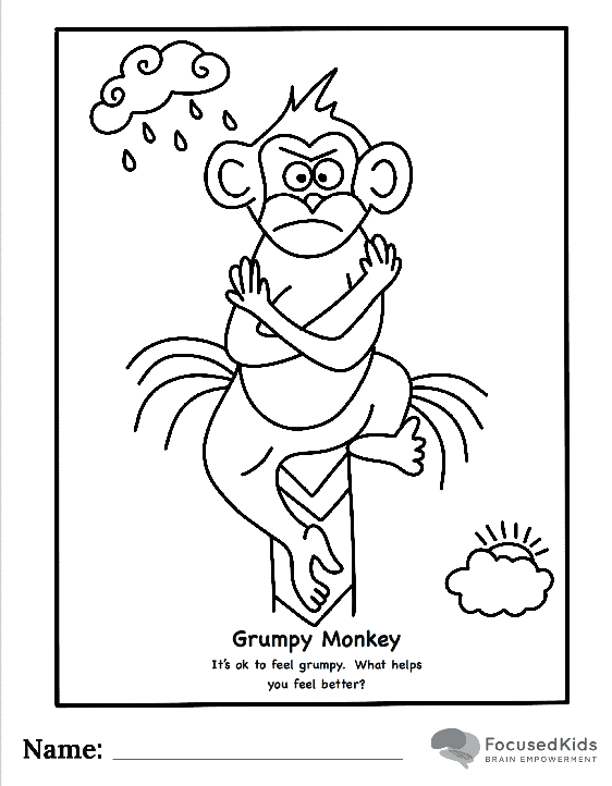 FocusedKids Coloring Page Download: Grumpy Monkey